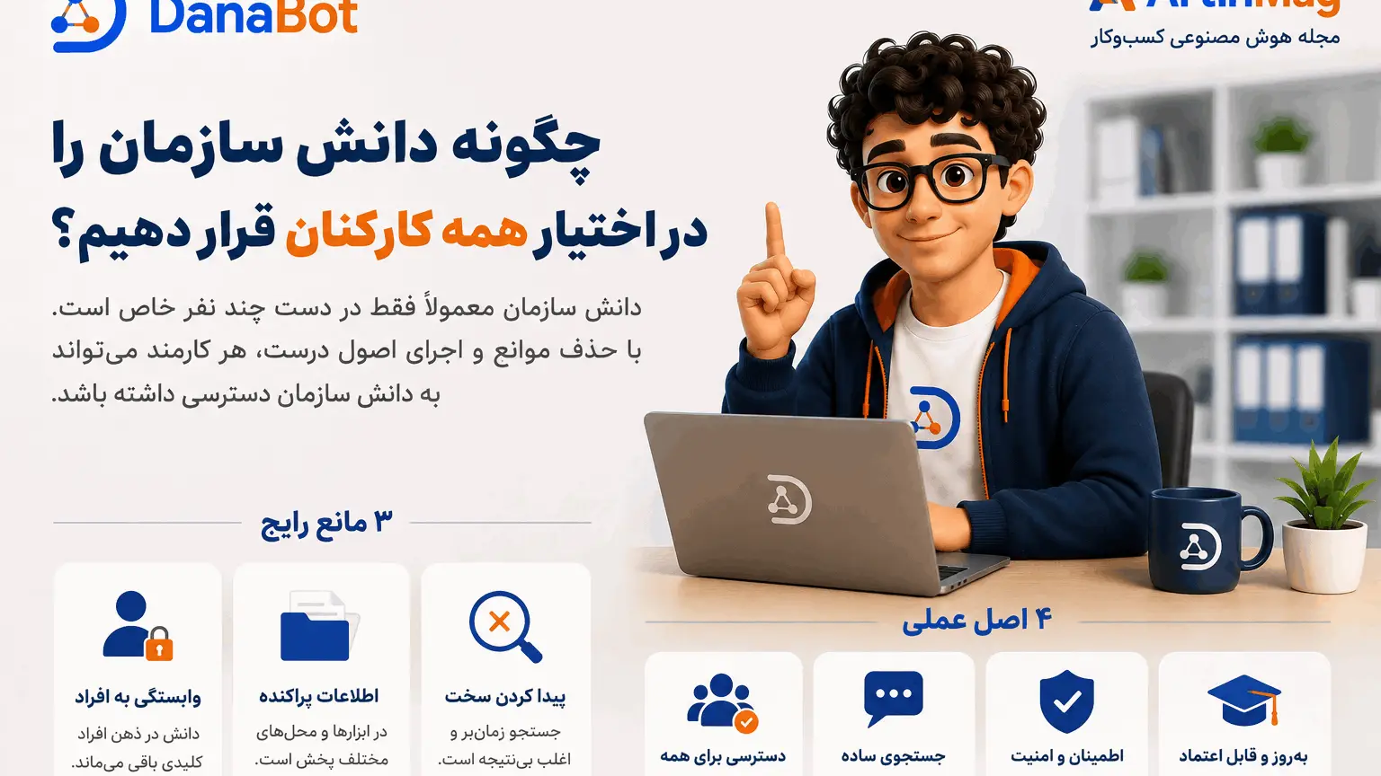 چگونه دانش سازمان را در اختیار همه کارکنان قرار دهیم — سه مانع و چهار اصل عملی